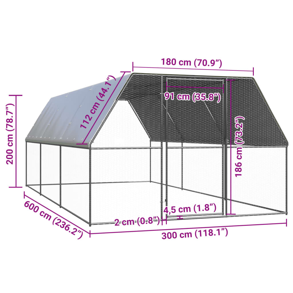 Outdoor Chicken Cage 9.8‘x19.7‘x6.6‘ Galvanized Steel