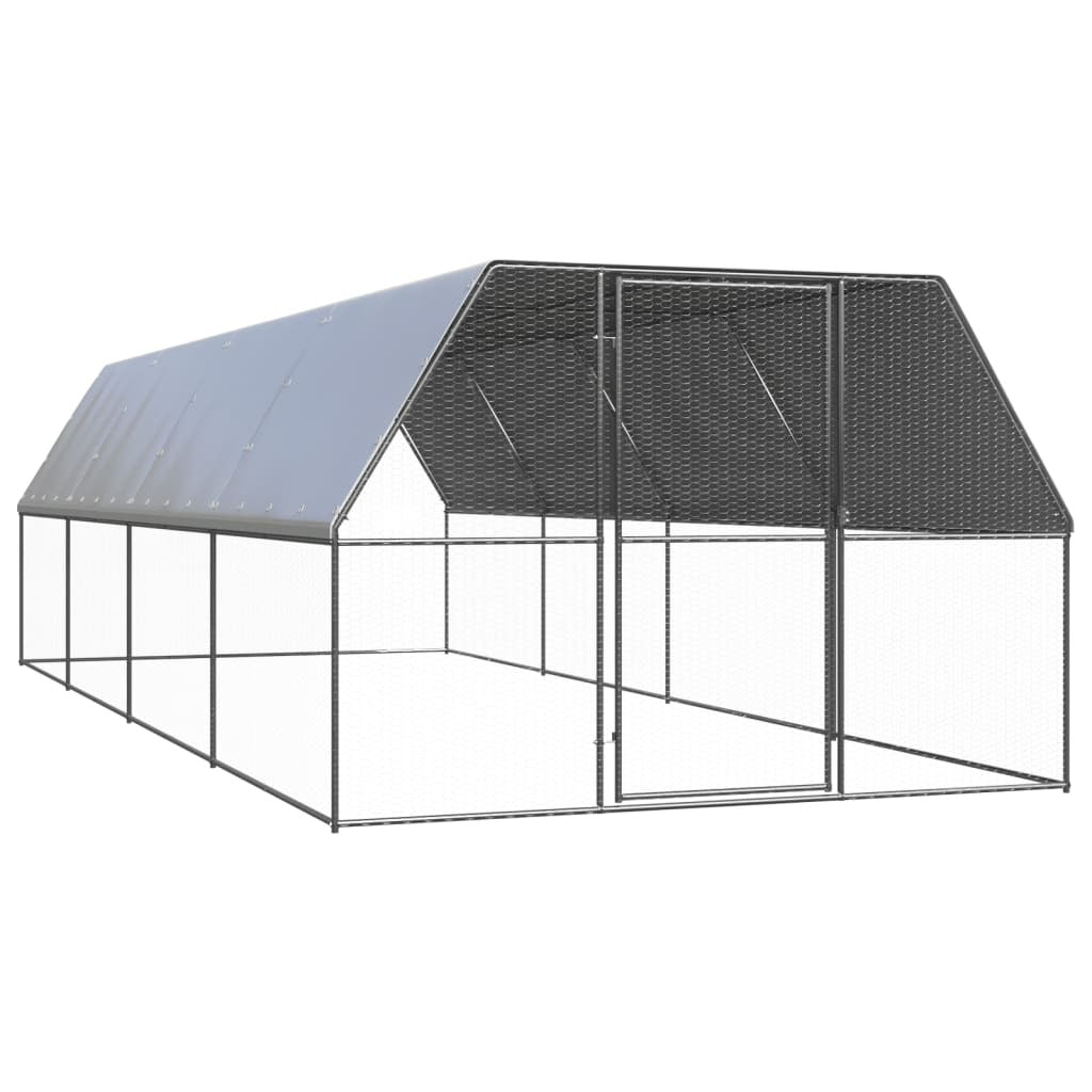 Outdoor Chicken Cage 9.8‘x26.2‘x6.6‘ Galvanized Steel