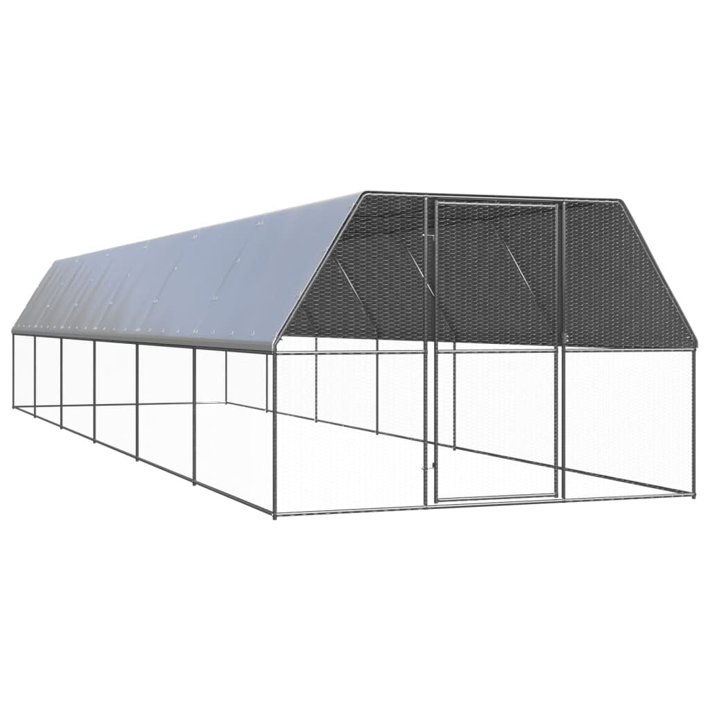 Outdoor Chicken Cage 9.8‘x39.4‘x6.6‘ Galvanized Steel