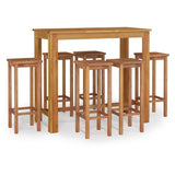 7 Piece Patio Bar Set Solid Wood Acacia