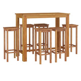 7 Piece Patio Bar Set Solid Wood Acacia