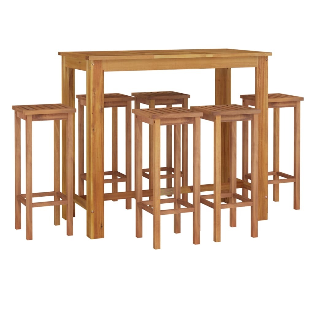7 Piece Patio Bar Set Solid Wood Acacia