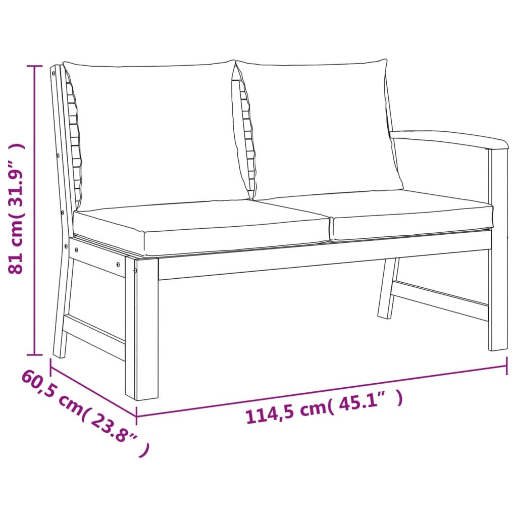 4 Piece Patio Dining Set with Cushions Solid Wood Acacia