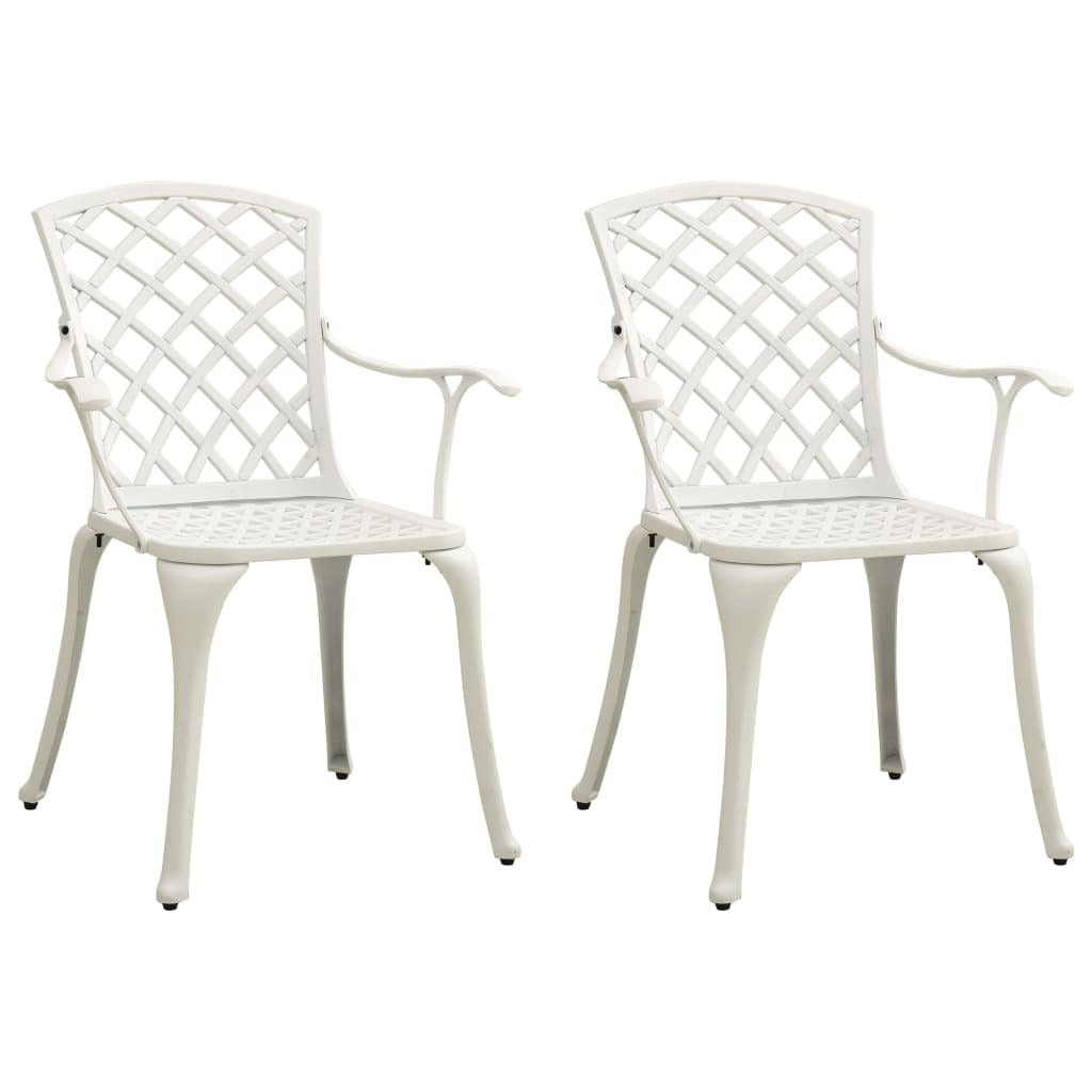 Patio Chairs 2 pcs Cast Aluminum White