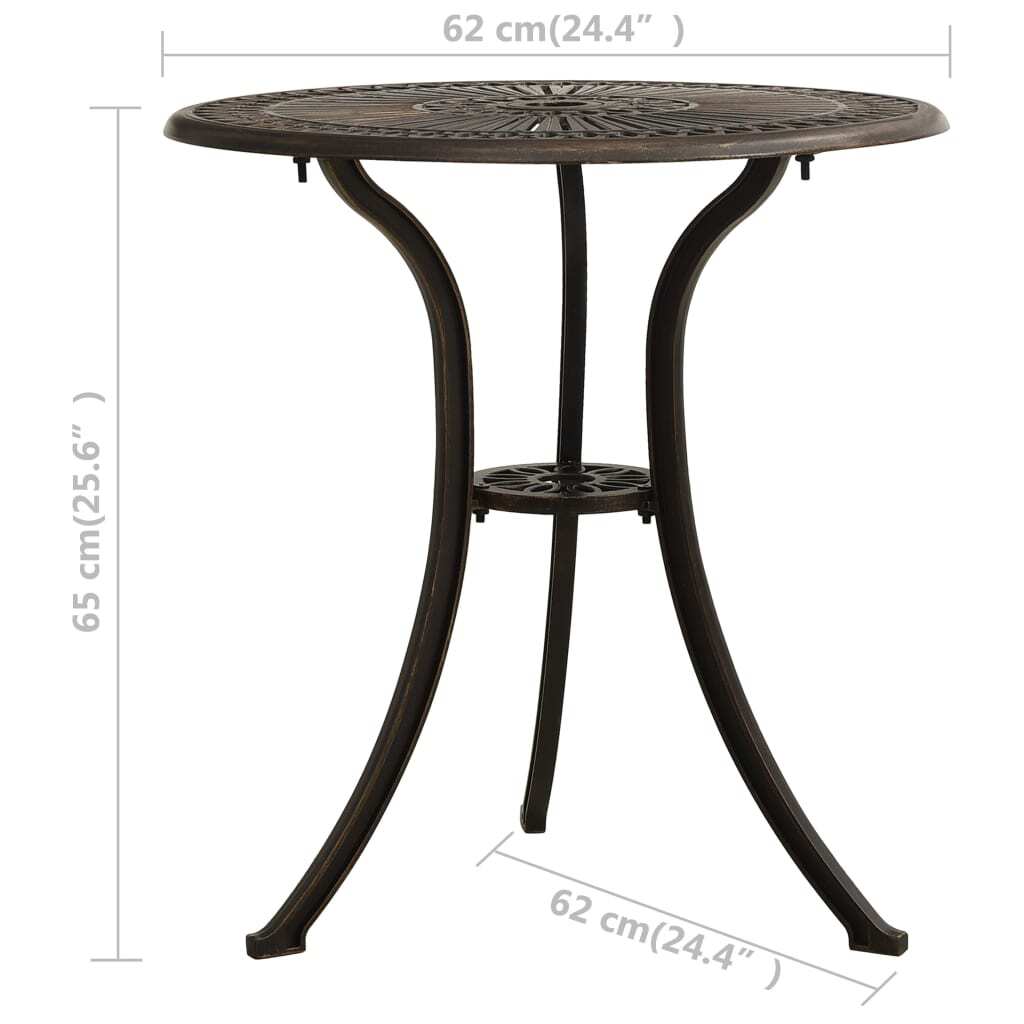 3 Piece Bistro Set Cast Aluminum Bronze
