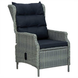 5 Piece Patio Dining Set Light Gray Poly Rattan