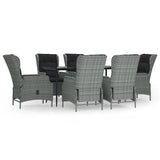 7 Piece Patio Dining Set Light Gray Poly Rattan