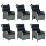 7 Piece Patio Dining Set Light Gray Poly Rattan