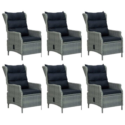7 Piece Patio Dining Set Light Gray Poly Rattan