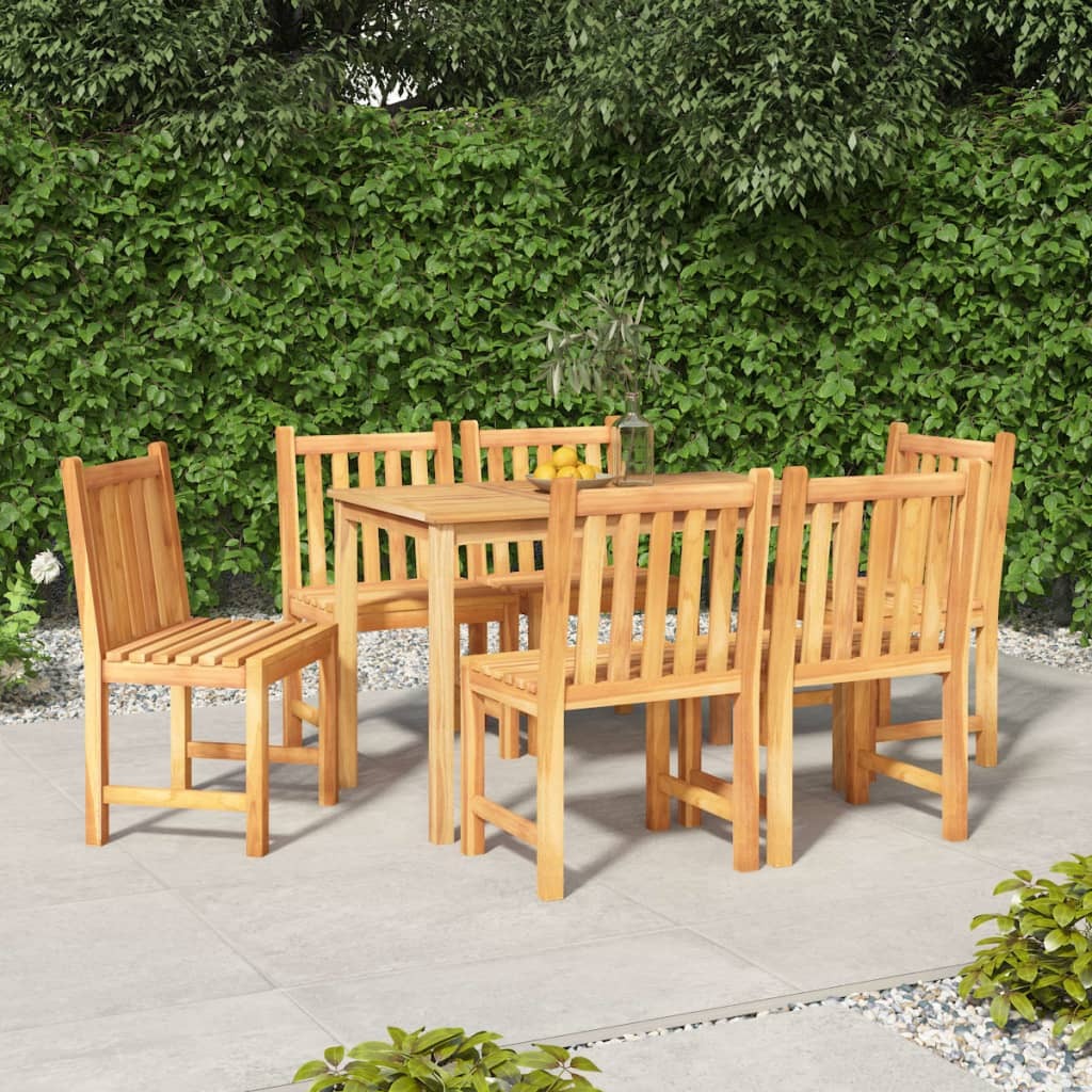 7 Piece Patio Dining Set Solid Wood Teak