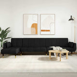 L-shaped Sofa Bed Black 108.3"x55.1"x27.6" Velvet
