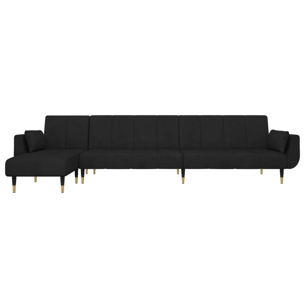 L-shaped Sofa Bed Black 108.3"x55.1"x27.6" Velvet
