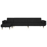 L-shaped Sofa Bed Black 108.3"x55.1"x27.6" Velvet