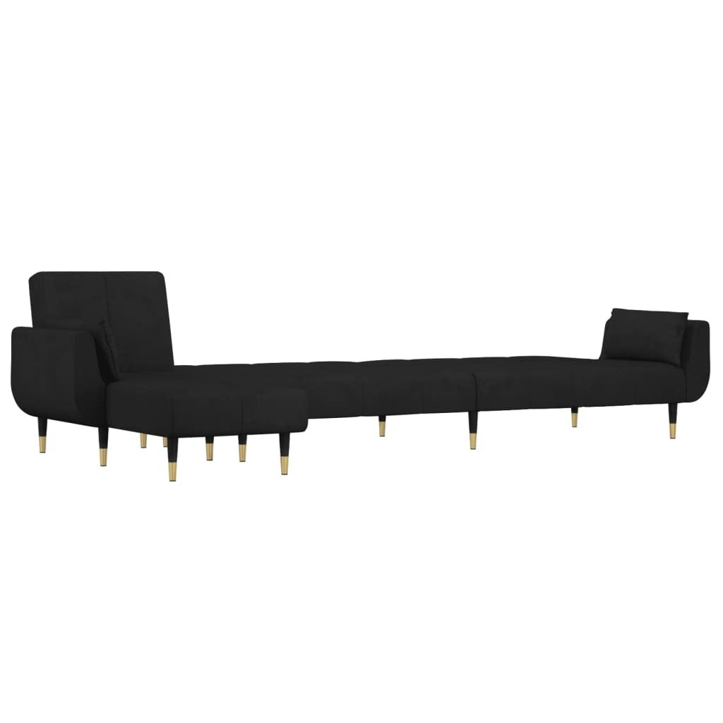 L-shaped Sofa Bed Black 108.3"x55.1"x27.6" Velvet