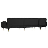 L-shaped Sofa Bed Black 108.3"x55.1"x27.6" Velvet