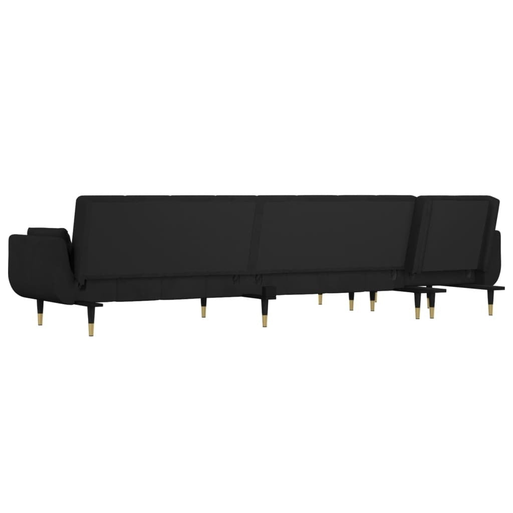 L-shaped Sofa Bed Black 108.3"x55.1"x27.6" Velvet