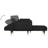 L-shaped Sofa Bed Black 108.3"x55.1"x27.6" Velvet