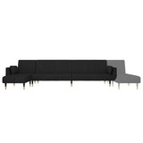 L-shaped Sofa Bed Black 108.3"x55.1"x27.6" Velvet