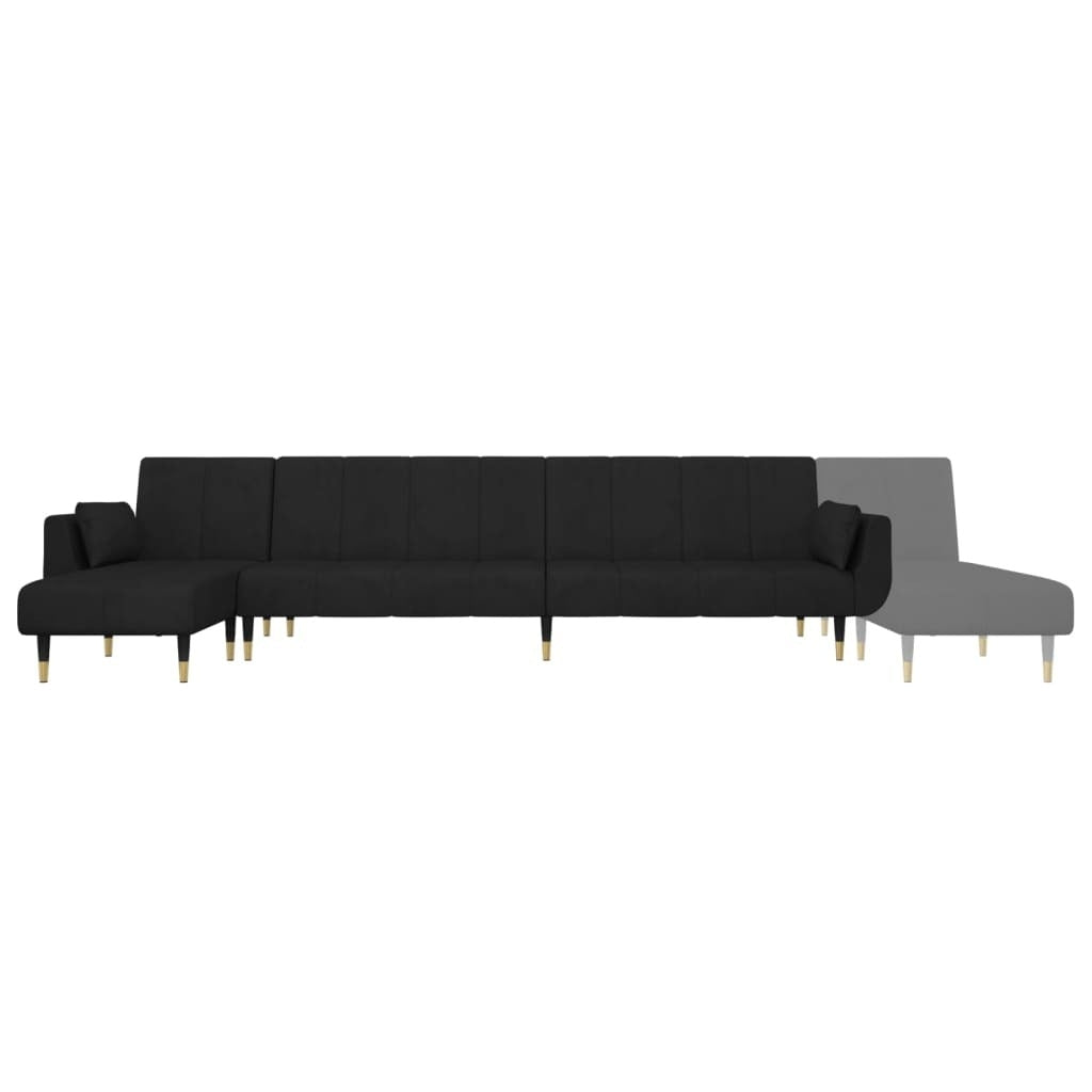 L-shaped Sofa Bed Black 108.3"x55.1"x27.6" Velvet
