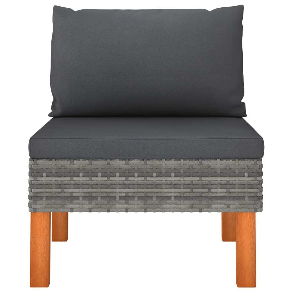 3 Piece Patio Lounge Set Poly Rattan and Solid Eucalyptus Wood