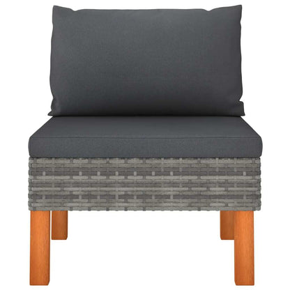 3 Piece Patio Lounge Set Poly Rattan and Solid Eucalyptus Wood