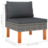 3 Piece Patio Lounge Set Poly Rattan and Solid Eucalyptus Wood