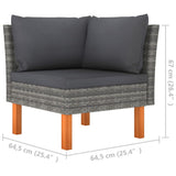 3 Piece Patio Lounge Set Poly Rattan and Solid Eucalyptus Wood