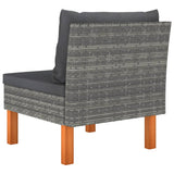 Middle Sofas 3 pcs Poly Rattan and Solid Eucalyptus Wood