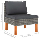 Middle Sofas 3 pcs Poly Rattan and Solid Eucalyptus Wood