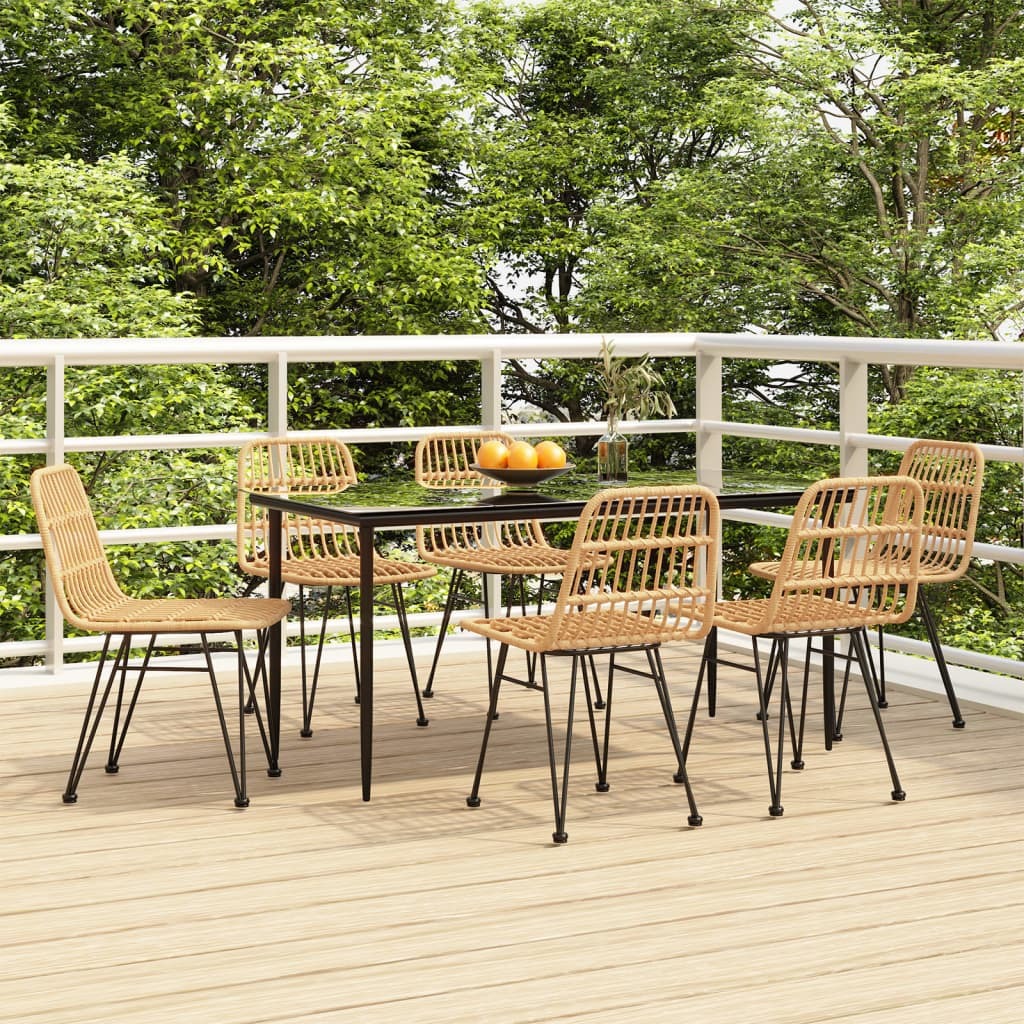 7 Piece Patio Dining Set Poly Rattan