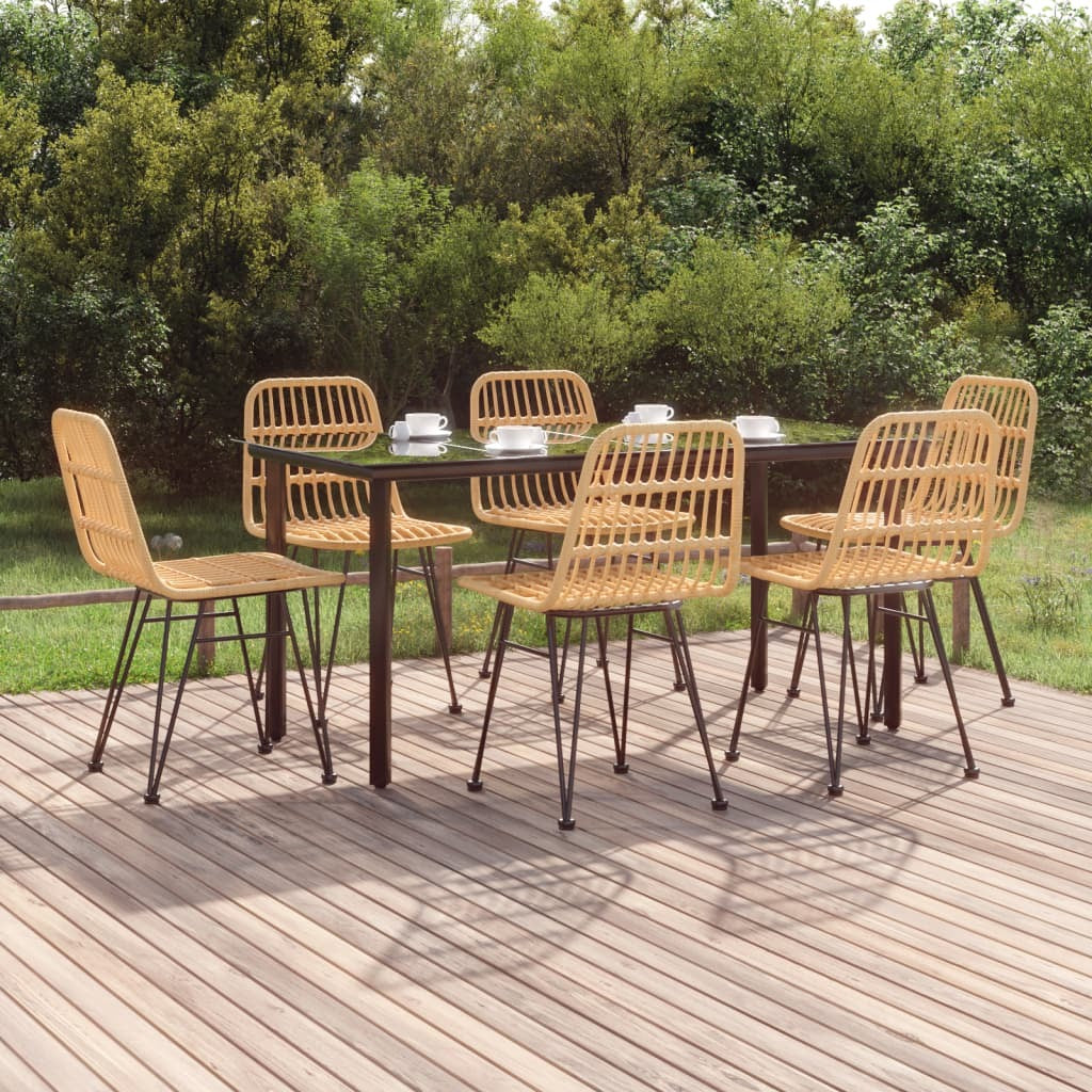 7 Piece Patio Dining Set Poly Rattan