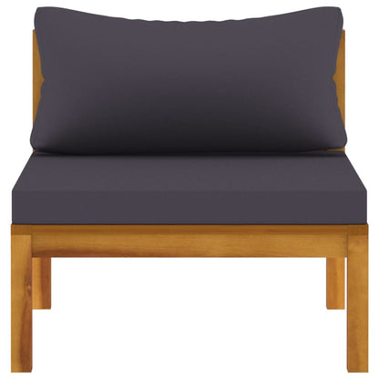2 Piece Sofa Set with Dark Gray Cushions Solid Acacia Wood