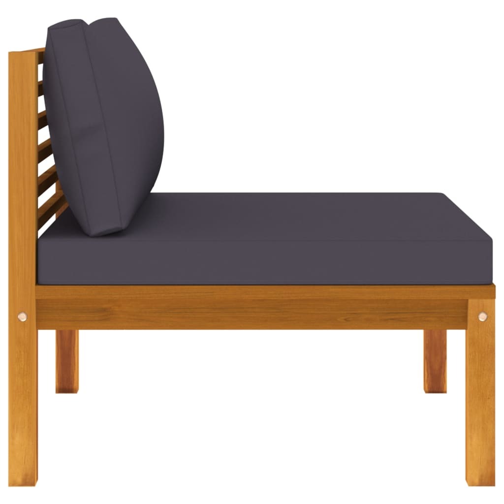 2 Piece Sofa Set with Dark Gray Cushions Solid Acacia Wood