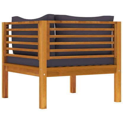 2 Piece Sofa Set with Dark Gray Cushions Solid Acacia Wood