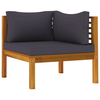 2 Piece Sofa Set with Dark Gray Cushions Solid Acacia Wood