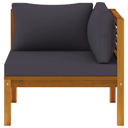 2 Piece Sofa Set with Dark Gray Cushions Solid Acacia Wood