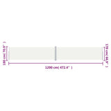 Retractable Side Awning Cream 70.9"x472.4