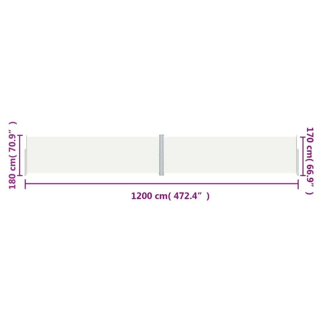 Retractable Side Awning Cream 70.9"x472.4