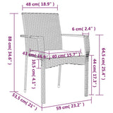 5 Piece Patio Dining Set with Cushions Black and Gray Poly Rattan
