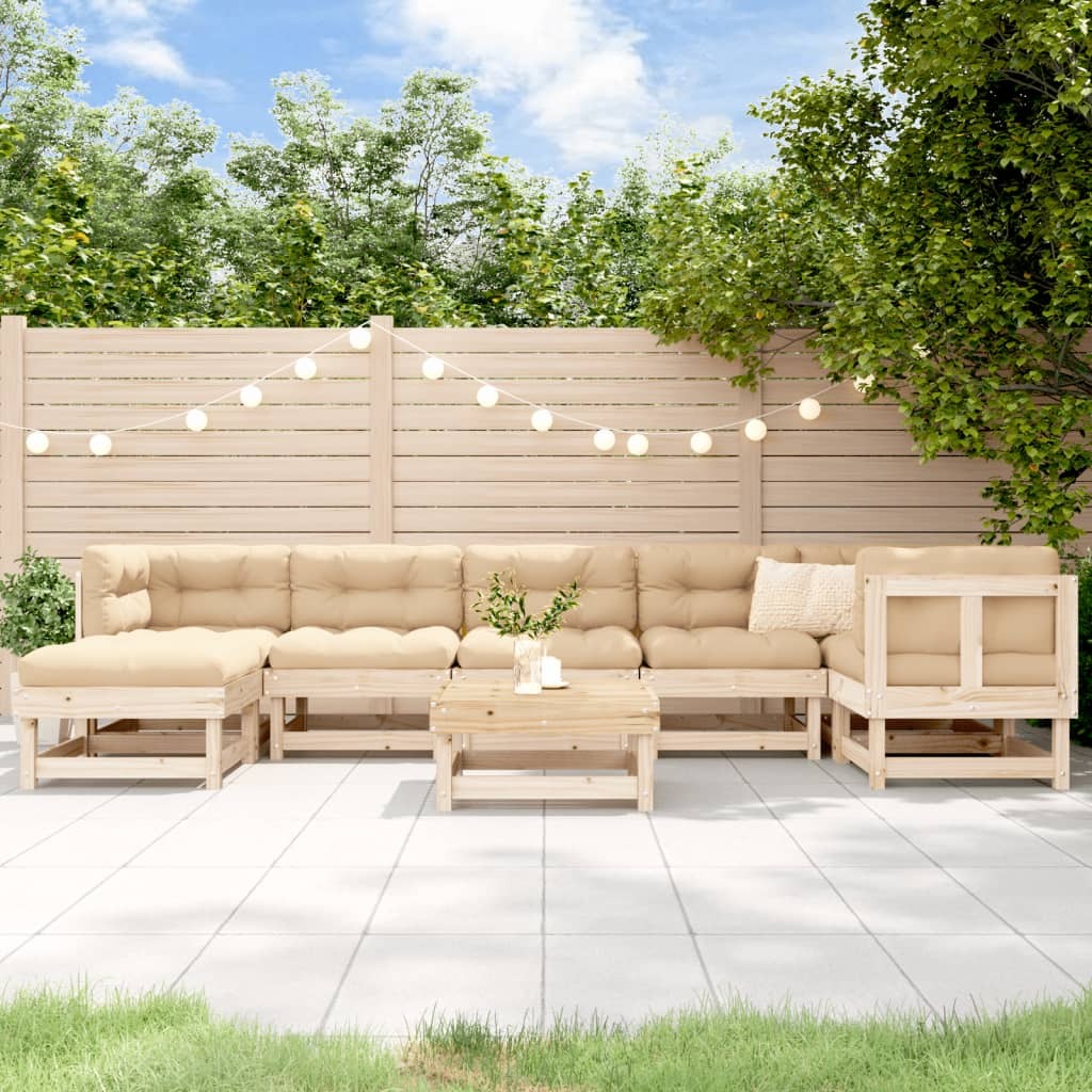 8 Piece Patio Lounge Set with Cushions Solid Wood