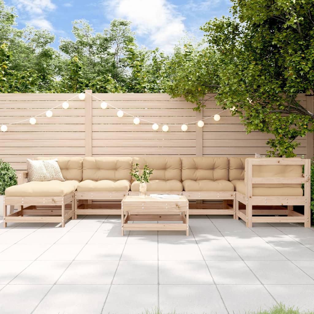 8 Piece Patio Lounge Set with Cushions Solid Wood