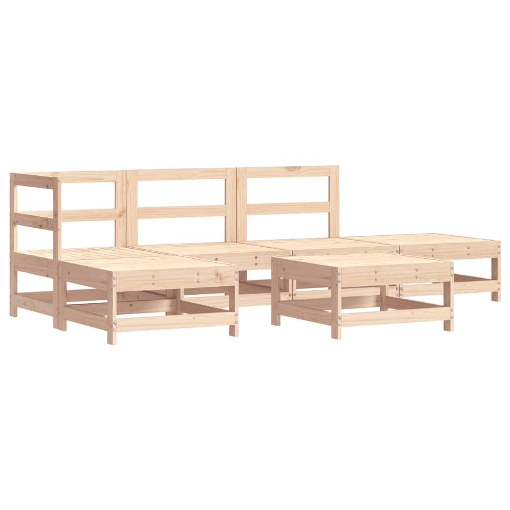 6 Piece Patio Lounge Set with Cushions Solid Wood