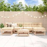 7 Piece Patio Lounge Set with Cushions Solid Wood