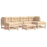 7 Piece Patio Lounge Set with Cushions Solid Wood
