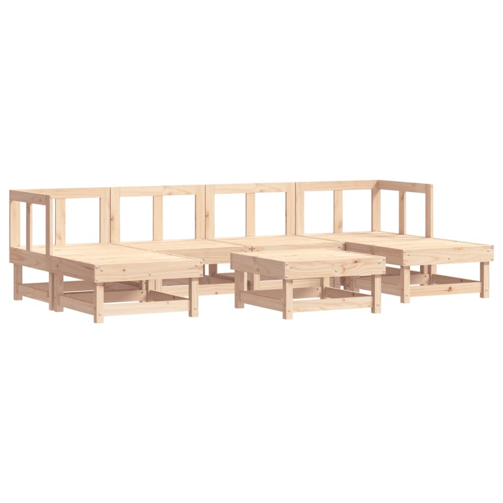 7 Piece Patio Lounge Set with Cushions Solid Wood