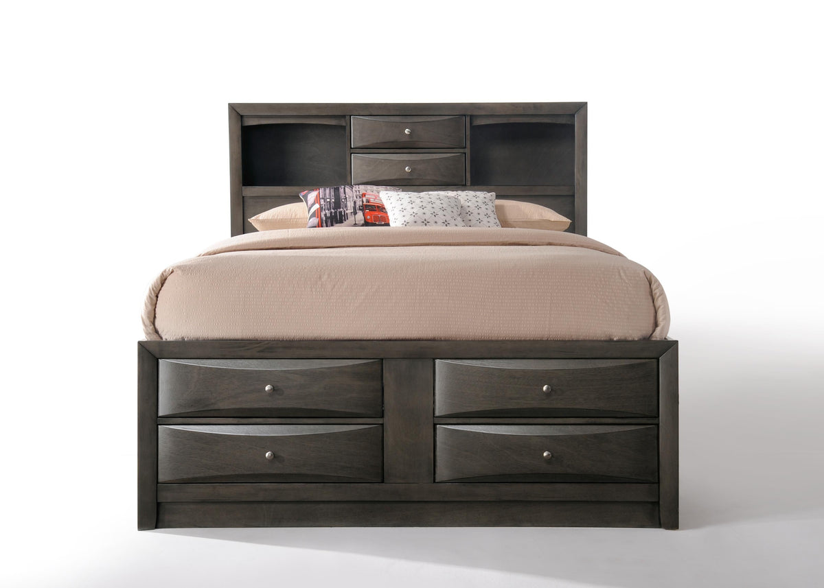 Gray Solid Wood Queen Bed Frame