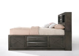Gray Solid Wood Queen Bed Frame