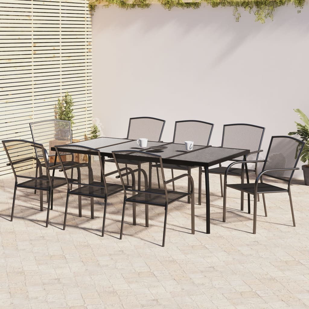 9 Piece Patio Dining Set Anthracite Steel