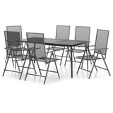 7 Piece Patio Dining Set Anthracite Steel