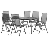 7 Piece Patio Dining Set Anthracite Steel